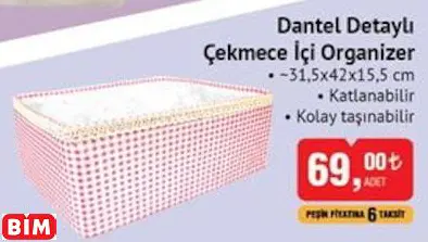 DANTEL DETAYLI ÇEKMECE İÇİ ORGANİZER